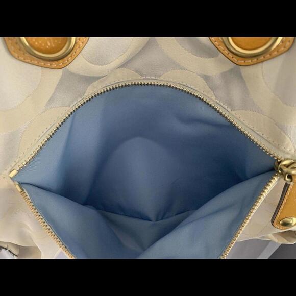 Coach 12963 Madison Julianne Op Art XL Large Tote Satchel Patent Leather Yellow - Picture 7 of 12